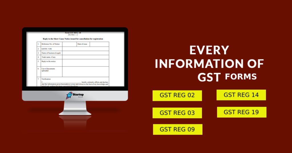 GST Forms | GST REG 14, GST REG 03, GST REG 02, GST REG 09, GST REG 19